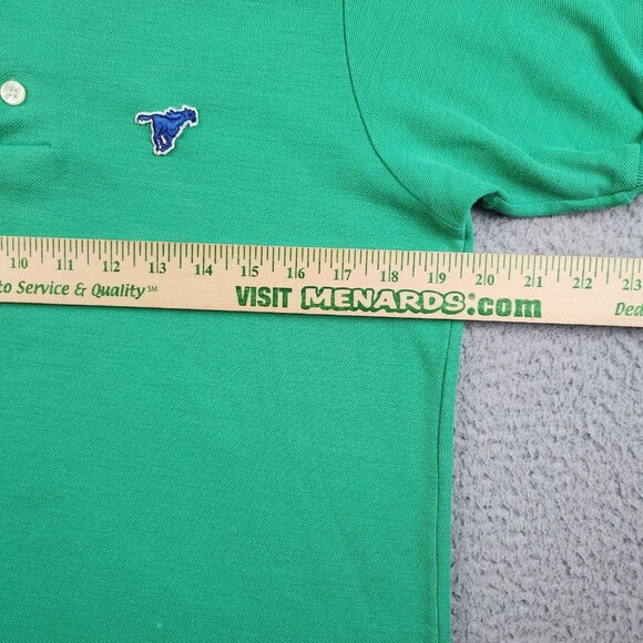 Mens Large Green Wrangler Polo Shirt USA Made Embroidered Logo Single Stitch VTG - Picture 7 of 9